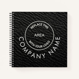 Company Logo Name QR Code Black Faux Leather  Notitieboek