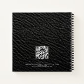 Company Logo Name QR Code Black Faux Leather  Notitieboek (Achterkant)