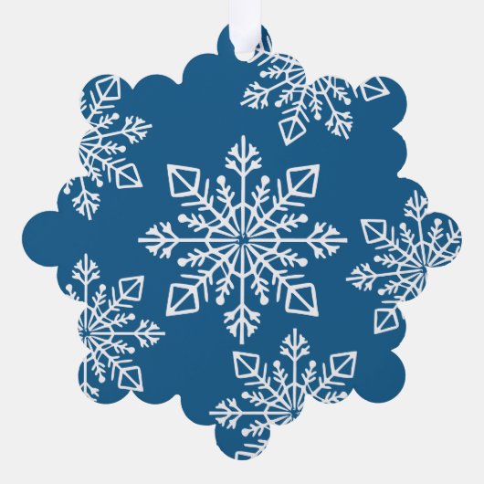 Company Logo Name Snowflake Merry Christmas Blue Ornament Kaart (Achterkant)