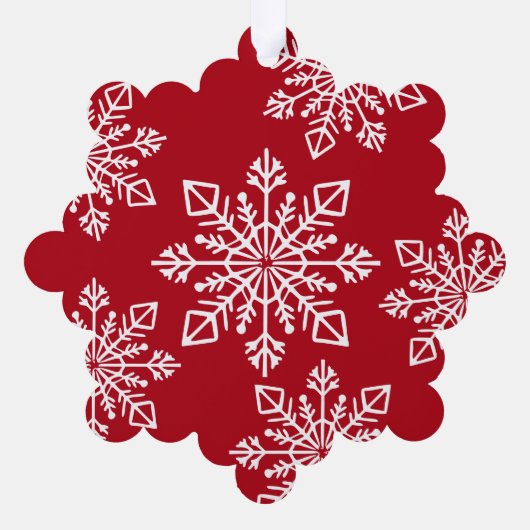 Company Logo Name Snowflake Merry Christmas Red Ornament Kaart (Achterkant)