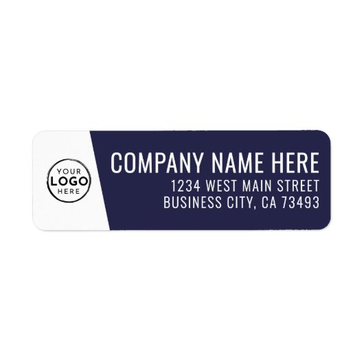 Company Logo Navy Blue Business Etiket (Voorkant)