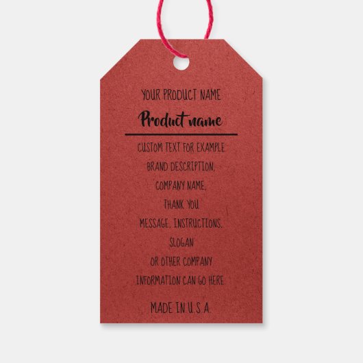 Company Logo Product Description MAAKT USA Red Cadeaulabel (Achterkant)
