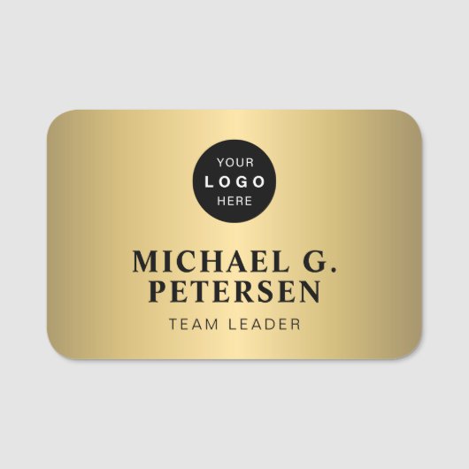 Company logo professional employee faux gold naamplaatje (Voorkant)