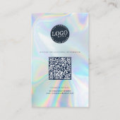 Company Logo QR Code Social Media Iridescent Visitekaartje (Voorkant)