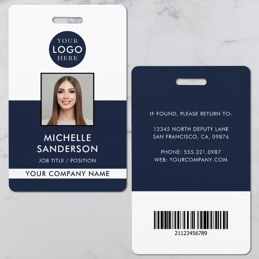 Company Logo Staff Barcode Employee Photo ID Badge