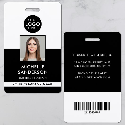 Company Logo Staff Barcode Employee Photo ID Badge