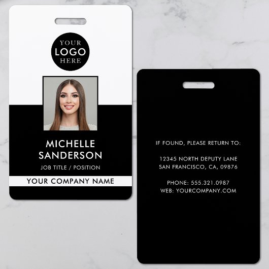 Company Logo Staff Employee Photo ID Badge
