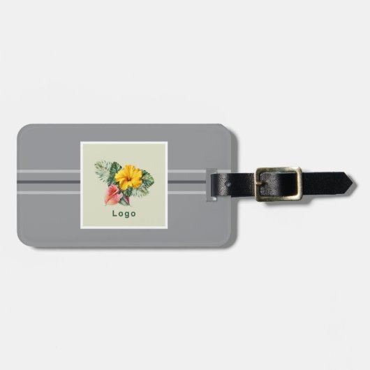 Company Logo Template Gray Business Card Holder Bagagelabel (Voorkant horizontaal)