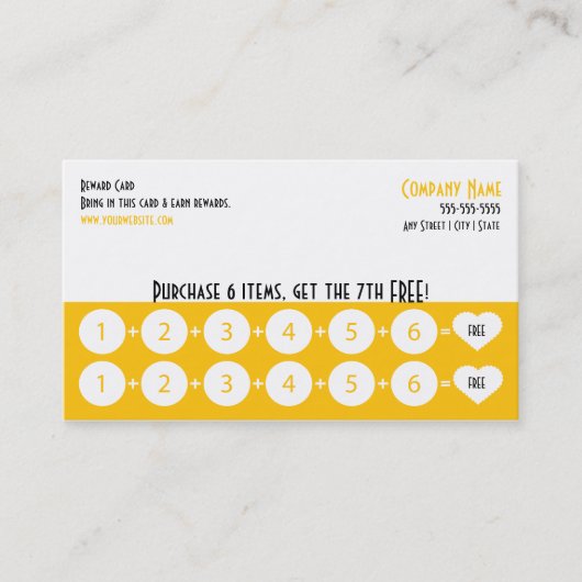Company Loyalty Visitekaartje Punch Card (Voorkant)