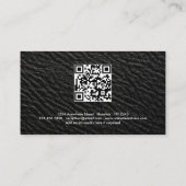 Company Name Logo QR Code Black Faux leather Visitekaartje (Achterkant)