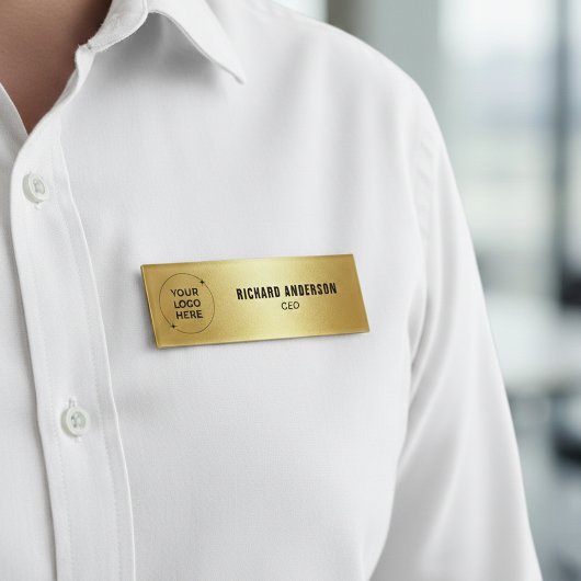 Company Owners Name Tag | Luxury Gold Texture