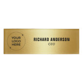 Company Owners Name Tag | Luxury Gold Texture (Voorkant)