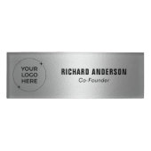 Company Owners Name Tag | Modern Silver Texture (Voorkant)