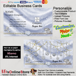 Company Silver Gold Elegant Sparkle Diamond   Visitekaartje