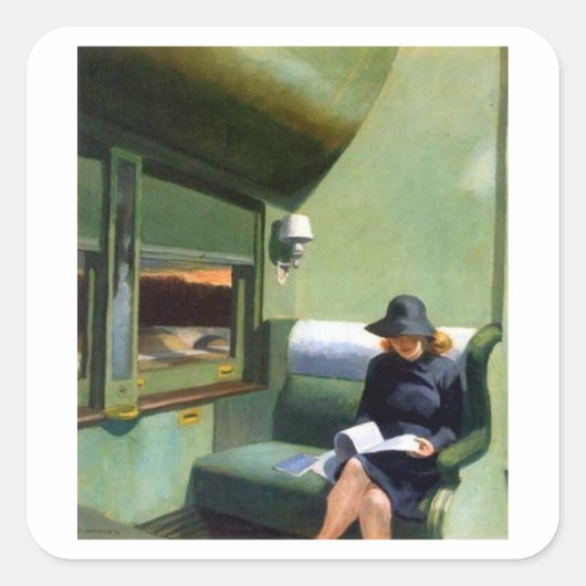 Compartiment C Auto Edward Hopper Vierkante Sticker (Voorkant)