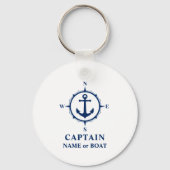 Compass Anchor Captain Name Boat Photo Back White Sleutelhanger (Voorkant)