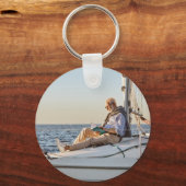 Compass Anchor Captain Name Boat Photo Back White Sleutelhanger (Achterkant)