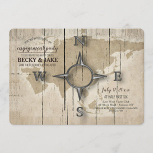Compass and Wereldkaart Engagement Party Kaart