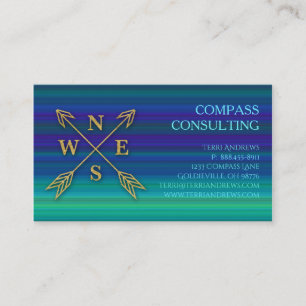 Compass Arrows Accounting Gold Blue Green Stripes Visitekaartje