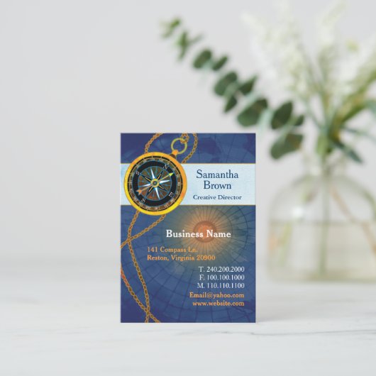 Compass Blue Professional Visitekaartje (Staand voorkant)