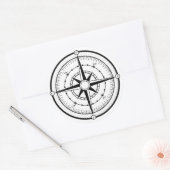 Compass BW Ronde Sticker (Envelop)