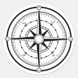 Compass BW Ronde Sticker