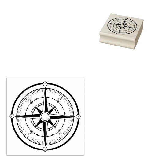 Compass BW Rubberstempel (Gestempeld)