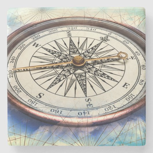 Compass Clouds Stenen Onderzetter (Voorkant)