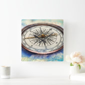 Compass Clouds Vierkante Klok (Huis)