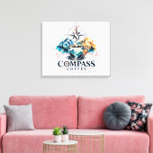 Compass Coffee Berg Canvas Kunst (Insitu (Woonkamer))