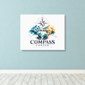 Compass Coffee Berg Canvas Kunst (Insitu (Houten vloer))