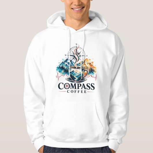 Compass Coffee Mountain Adventure-trui Hoodie (Voorkant)