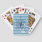 Compass en Anchor Blue en White Stripe Cards Pokerkaarten (Achterkant)