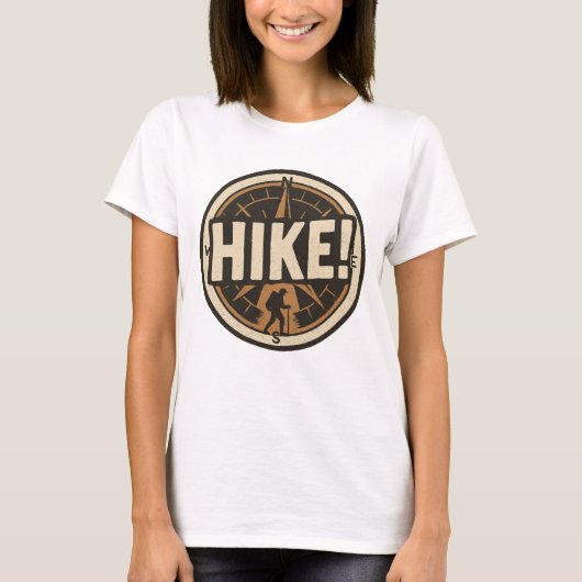 Compass en Hiker Badge Design T-shirt (Voorkant)