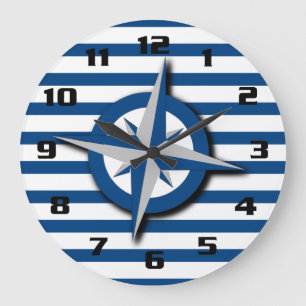 Compass- en Stripes-patroon met Nautical Geïnspire Grote Klok
