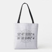 Compass GPS Home Coordinates On Wood Tote Bag (Achterkant)