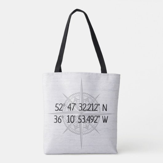 Compass GPS Home Coordinates On Wood Tote Bag (Achterkant)