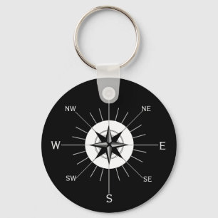 Compass in Black White en Grey Sleutelhanger