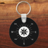 Compass in Black White en Grey Sleutelhanger (Voorkant)