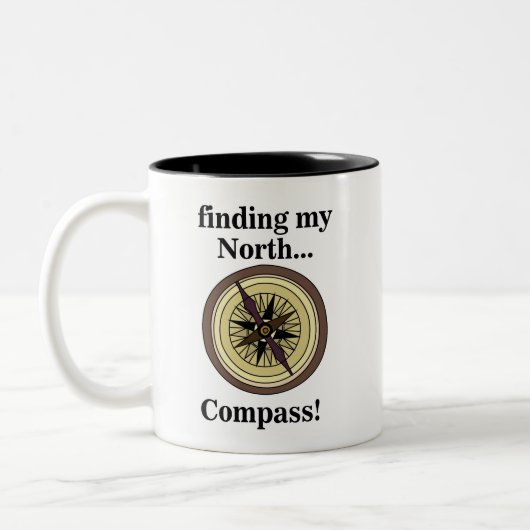 Compass Instrument Navigation Direction Funny Tweekleurige Koffiemok (Links)