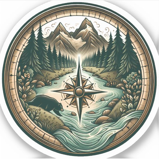 Compass Lake Vinyl Sticker | Die-Cut Sticker (Voorkant)