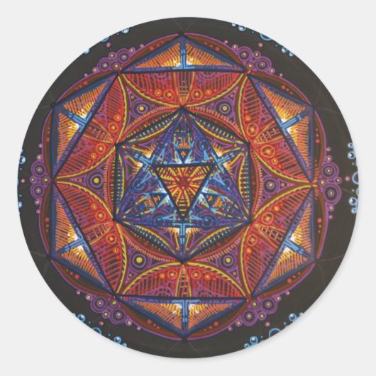 Compass Mandala Ronde Sticker (Voorkant)