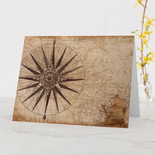 Compass Map Holiday Briefkaart (Gele Bloem)