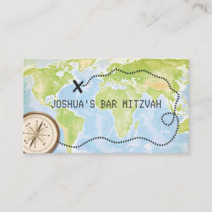 Compass Map Travel Bar Bat Mitzvah Plaatskaart Plaatskaartje