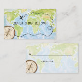Compass Map Travel Bar Bat Mitzvah Plaatskaart Plaatskaartje (Voorkant / Achterkant)