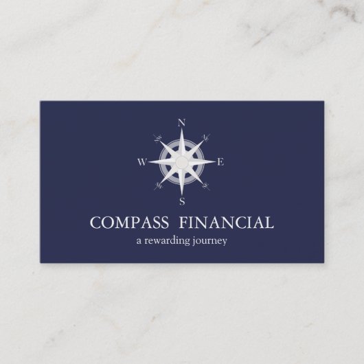 Compass Navy Blue Nautical Financial Advisor Visitekaartje (Voorkant)