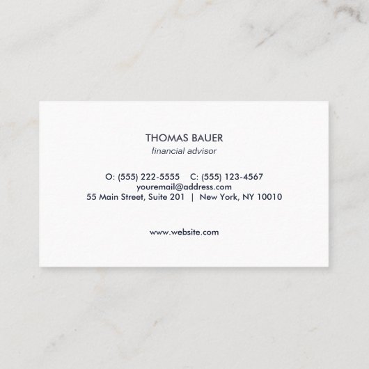 Compass Navy Blue Nautical Visitekaartje (Achterkant)