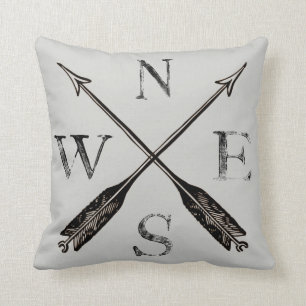 Compass Pillow: Noord, Zuid, Oost en West Kussen