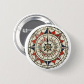 Compass Roos #5 Ronde Button 5,7 Cm (Voorkant /achterkant)