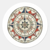 Compass Roos #5 Ronde Sticker (Voorkant)